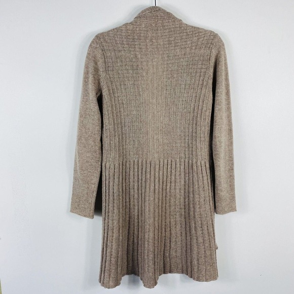 Fenn Wright Mason Size Medium Wool Blend Open Front Cardigan Sweater Tan - Picture 2 of 4